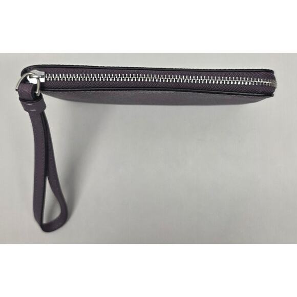 Coach New York Amethyst Purple Corner Zip Wristlet Cross Grain Leather Wallet - Picture 13 of 13